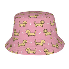 Load image into Gallery viewer, Cutest Long Haired Cream Dachshund Bucket Hat-Hats &amp; Caps-Accessories,Dachshund,Dog Dad Gifts,Dog Mom Gifts,Hats-Light Pink-One Size-41