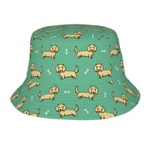 Load image into Gallery viewer, Cutest Long Haired Cream Dachshund Bucket Hat-Hats &amp; Caps-Accessories,Dachshund,Dog Dad Gifts,Dog Mom Gifts,Hats-Mint Green-One Size-17