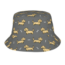 Load image into Gallery viewer, Cutest Long Haired Cream Dachshund Bucket Hat-Hats &amp; Caps-Accessories,Dachshund,Dog Dad Gifts,Dog Mom Gifts,Hats-Parisian Gray-One Size-25