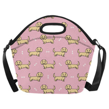 Load image into Gallery viewer, Cutest Long Haired Cream Dachshund Neoprene Lunch Bag-Accessories-Accessories,Bags,Dachshund,Dog Dad Gifts,Dog Mom Gifts,Lunch Bags-Pink-ONESIZE-6