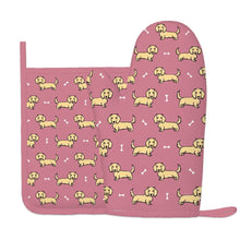 Load image into Gallery viewer, Cutest Long Haired Cream Dachshund Oven Mitts and Pot Holder Set-Kitchen Decor-Accessories,Dachshund,Dog Mom Gifts-6