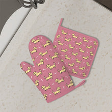 Load image into Gallery viewer, Cutest Long Haired Cream Dachshund Oven Mitts and Pot Holder Set-Kitchen Decor-Accessories,Dachshund,Dog Mom Gifts-2