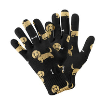 Load image into Gallery viewer, Cutest Long Haired Cream Dachshund Touch Screen Gloves-Accessories-Accessories,Dachshund,Dog Dad Gifts,Dog Mom Gifts,Gloves-Black-5