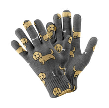 Load image into Gallery viewer, Cutest Long Haired Cream Dachshund Touch Screen Gloves-Accessories-Accessories,Dachshund,Dog Dad Gifts,Dog Mom Gifts,Gloves-Gray-4