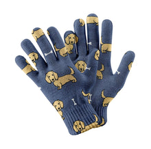 Load image into Gallery viewer, Cutest Long Haired Cream Dachshund Touch Screen Gloves-Accessories-Accessories,Dachshund,Dog Dad Gifts,Dog Mom Gifts,Gloves-Navy-1