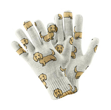 Load image into Gallery viewer, Cutest Long Haired Cream Dachshund Touch Screen Gloves-Accessories-Accessories,Dachshund,Dog Dad Gifts,Dog Mom Gifts,Gloves-White-2