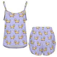 Load image into Gallery viewer, Cutest Long Haired Cream Dachshund Women's Cami and Shorts Pajama Set-Apparel-Apparel,Dachshund,Dog Mom Gifts,Pajamas-19