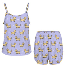 Load image into Gallery viewer, Cutest Long Haired Cream Dachshund Women's Cami and Shorts Pajama Set-Apparel-Apparel,Dachshund,Dog Mom Gifts,Pajamas-18