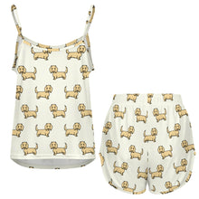 Load image into Gallery viewer, Cutest Long Haired Cream Dachshund Women's Cami and Shorts Pajama Set-Apparel-Apparel,Dachshund,Dog Mom Gifts,Pajamas-11