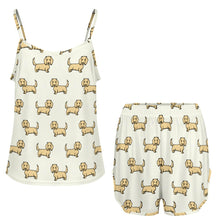 Load image into Gallery viewer, Cutest Long Haired Cream Dachshund Women's Cami and Shorts Pajama Set-Apparel-Apparel,Dachshund,Dog Mom Gifts,Pajamas-10