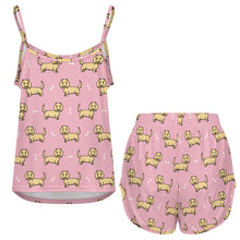 Load image into Gallery viewer, Cutest Long Haired Cream Dachshund Women's Cami and Shorts Pajama Set-Apparel-Apparel,Dachshund,Dog Mom Gifts,Pajamas-15
