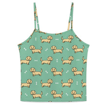 Load image into Gallery viewer, Cutest Long Haired Cream Dachshund Women's Cami and Shorts Pajama Set-Apparel-Apparel,Dachshund,Dog Mom Gifts,Pajamas-Mint Green-XS-5