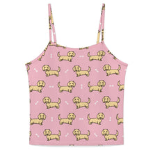 Load image into Gallery viewer, Cutest Long Haired Cream Dachshund Women's Cami and Shorts Pajama Set-Apparel-Apparel,Dachshund,Dog Mom Gifts,Pajamas-Light Pink-XS-13