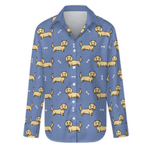 Load image into Gallery viewer, Cutest Long Haired Cream Dachshund Women&#39;s Shirt-S-CornflowerBlue-5