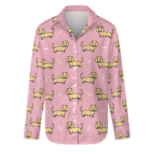Load image into Gallery viewer, Cutest Long Haired Cream Dachshund Women&#39;s Shirt-S-Pink-1