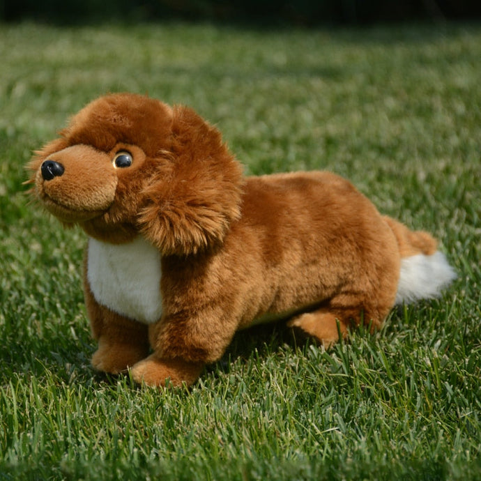 Cutest Long Haired Red Dachshund Stuffed Animal Plush Toy-Stuffed Animals-Dachshund, Home Decor, Stuffed Animal-3
