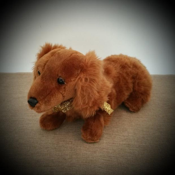 stuffed long haired dachshund