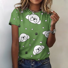 Load image into Gallery viewer, Cutest Maltese Love Soft All Over Print Women&#39;s Cotton T-Shirt - 4 Colors-Apparel-Apparel, Maltese, Shirt, T Shirt-Green-2XS-15