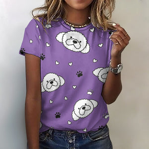 Cutest Maltese Love Soft All Over Print Women's Cotton T-Shirt - 4 Colors-Apparel-Apparel, Maltese, Shirt, T Shirt-Purple-2XS-2