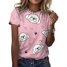 Load image into Gallery viewer, Cutest Maltese Love Soft All Over Print Women&#39;s Cotton T-Shirt - 4 Colors-Apparel-Apparel, Maltese, Shirt, T Shirt-Pink-2XS-1