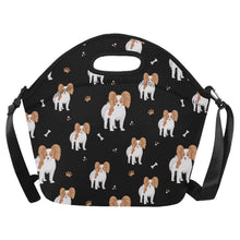 Load image into Gallery viewer, Cutest Papillon Love Neoprene Lunch Bag-Accessories-Accessories,Bags,Lunch Bags,Papillon-Midnight Black-2