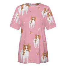 Load image into Gallery viewer, Cutest Papillon Love Soft All Over Print Women&#39;s Cotton T-Shirt - 4 Colors-Apparel-Apparel, Papillon, Shirt, T Shirt-10