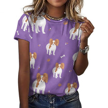 Load image into Gallery viewer, Cutest Papillon Love Soft All Over Print Women&#39;s Cotton T-Shirt - 4 Colors-Apparel-Apparel, Papillon, Shirt, T Shirt-13