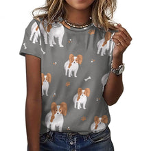 Load image into Gallery viewer, Cutest Papillon Love Soft All Over Print Women&#39;s Cotton T-Shirt - 4 Colors-Apparel-Apparel, Papillon, Shirt, T Shirt-14