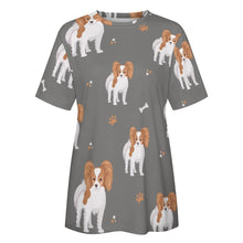 Load image into Gallery viewer, Cutest Papillon Love Soft All Over Print Women&#39;s Cotton T-Shirt - 4 Colors-Apparel-Apparel, Papillon, Shirt, T Shirt-6