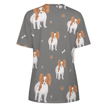 Load image into Gallery viewer, Cutest Papillon Love Soft All Over Print Women&#39;s Cotton T-Shirt - 4 Colors-Apparel-Apparel, Papillon, Shirt, T Shirt-7