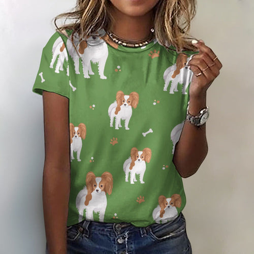 Cutest Papillon Love Soft All Over Print Women's Cotton T-Shirt - 4 Colors-Apparel-Apparel, Papillon, Shirt, T Shirt-Green-2XS-1