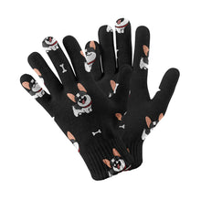 Load image into Gallery viewer, Cutest Pied Black and White French Bulldogs Touch Screen Gloves-Accessories-Accessories,Dog Dad Gifts,Dog Mom Gifts,French Bulldog,Gloves-Black-5