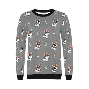 Cutest Pied Black and White French Bulldogs Women's Sweatshirt-Apparel-Apparel, French Bulldog, Sweatshirt-11