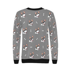 Cutest Pied Black and White French Bulldogs Women's Sweatshirt-Apparel-Apparel, French Bulldog, Sweatshirt-12