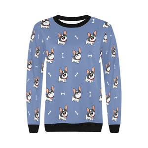 Cutest Pied Black and White French Bulldogs Women's Sweatshirt-Apparel-Apparel, French Bulldog, Sweatshirt-5