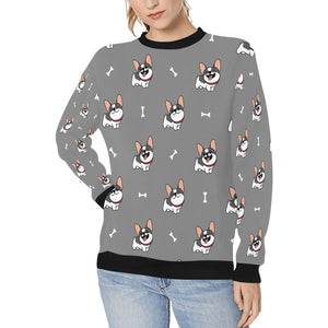 Cutest Pied Black and White French Bulldogs Women's Sweatshirt-Apparel-Apparel, French Bulldog, Sweatshirt-Gray-XS-6
