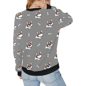 Cutest Pied Black and White French Bulldogs Women's Sweatshirt-Apparel-Apparel, French Bulldog, Sweatshirt-8