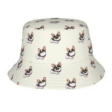 Load image into Gallery viewer, Cutest Pied Black and White Frenchies Bucket Hat-Hats &amp; Caps-Accessories,Dog Dad Gifts,Dog Mom Gifts,French Bulldog,Hats-Ivory White-One Size-1