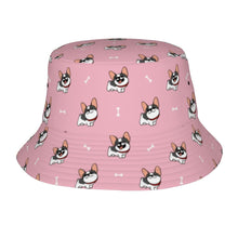 Load image into Gallery viewer, Cutest Pied Black and White Frenchies Bucket Hat-Hats &amp; Caps-Accessories,Dog Dad Gifts,Dog Mom Gifts,French Bulldog,Hats-Light Pink-One Size-17