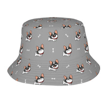 Load image into Gallery viewer, Cutest Pied Black and White Frenchies Bucket Hat-Hats &amp; Caps-Accessories,Dog Dad Gifts,Dog Mom Gifts,French Bulldog,Hats-Parisian Gray-One Size-33