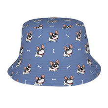Load image into Gallery viewer, Cutest Pied Black and White Frenchies Bucket Hat-Hats &amp; Caps-Accessories,Dog Dad Gifts,Dog Mom Gifts,French Bulldog,Hats-Slate Blue-One Size-9