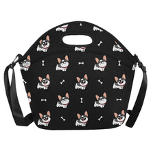 Load image into Gallery viewer, Cutest Pied Black and White Frenchies Neoprene Lunch Bag-Accessories-Accessories,Bags,Dog Dad Gifts,Dog Mom Gifts,French Bulldog,Lunch Bags-12