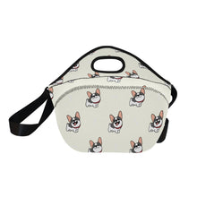 Load image into Gallery viewer, Cutest Pied Black and White Frenchies Neoprene Lunch Bag-Accessories-Accessories,Bags,Dog Dad Gifts,Dog Mom Gifts,French Bulldog,Lunch Bags-5
