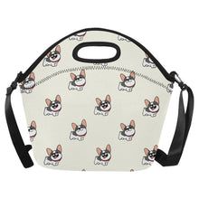 Load image into Gallery viewer, Cutest Pied Black and White Frenchies Neoprene Lunch Bag-Accessories-Accessories,Bags,Dog Dad Gifts,Dog Mom Gifts,French Bulldog,Lunch Bags-Ivory-ONESIZE-1