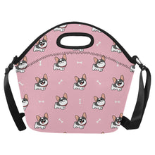Load image into Gallery viewer, Cutest Pied Black and White Frenchies Neoprene Lunch Bag-Accessories-Accessories,Bags,Dog Dad Gifts,Dog Mom Gifts,French Bulldog,Lunch Bags-Pink-ONESIZE-6