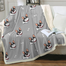 Load image into Gallery viewer, Cutest Pied Black and White Frenchies Soft Warm Fleece Blanket - 3 Colors-Blanket-Blankets, French Bulldog, Home Decor-15