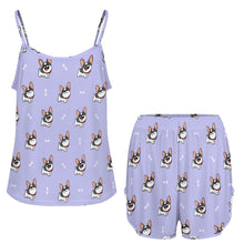 Load image into Gallery viewer, Cutest Pied Black and White Frenchies Women's Cami and Shorts Pajama Set-Apparel-Apparel,Dog Mom Gifts,French Bulldog,Pajamas-18