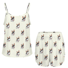 Load image into Gallery viewer, Cutest Pied Black and White Frenchies Women's Cami and Shorts Pajama Set-Apparel-Apparel,Dog Mom Gifts,French Bulldog,Pajamas-6