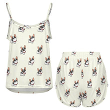 Load image into Gallery viewer, Cutest Pied Black and White Frenchies Women's Cami and Shorts Pajama Set-Apparel-Apparel,Dog Mom Gifts,French Bulldog,Pajamas-7