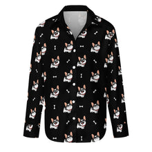 Load image into Gallery viewer, Cutest Pied Black and White Frenchies Women's Shirt-Apparel-Apparel,Dog Mom Gifts,French Bulldog,Shirt-Midnight Black-S-8